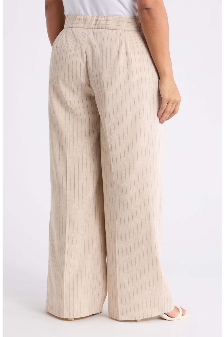 Pinstripe Wide Leg Pants, Alternate, color, DUNE ESPRESSO