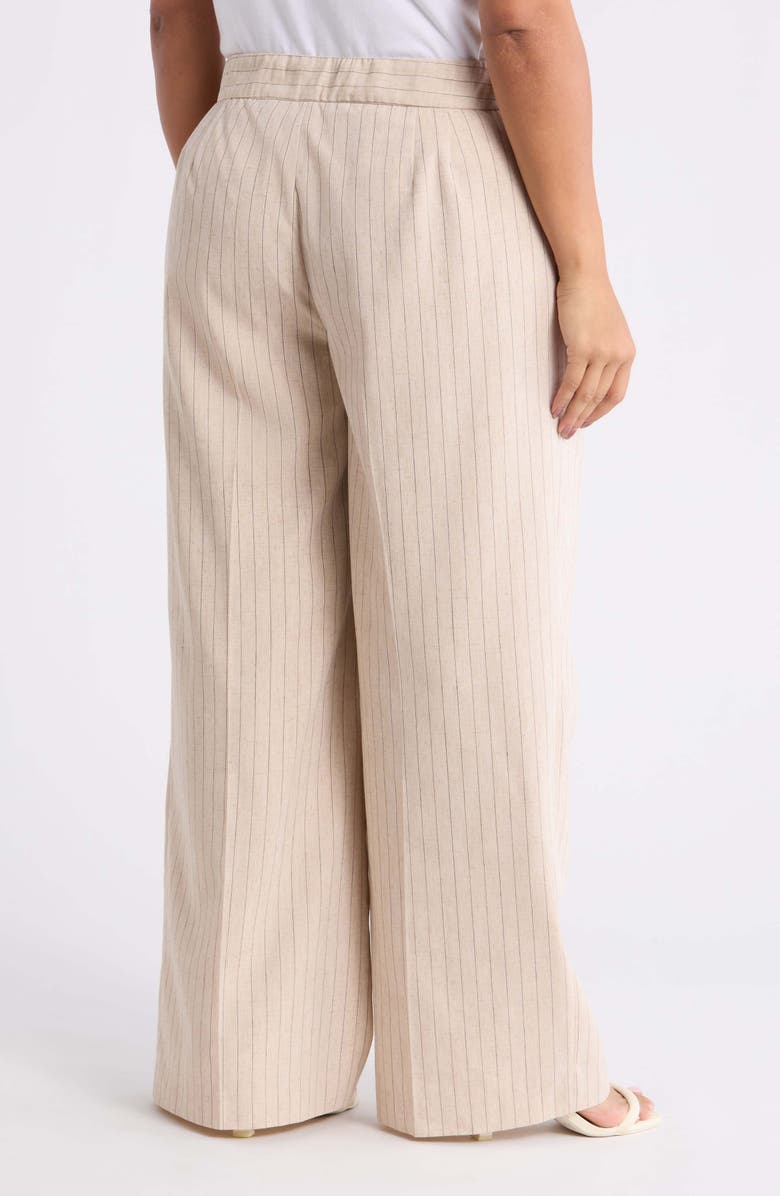 Tahari ASL Pinstripe Wide Leg Pants, Alternate, color, Dune Espresso