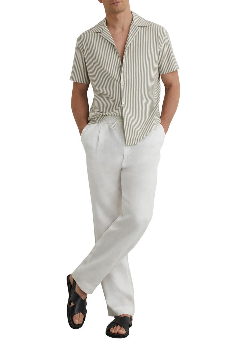 Aurelia Stripe Cotton Blend Camp Shirt, Alternate, color, SOFT SAGE GREEN