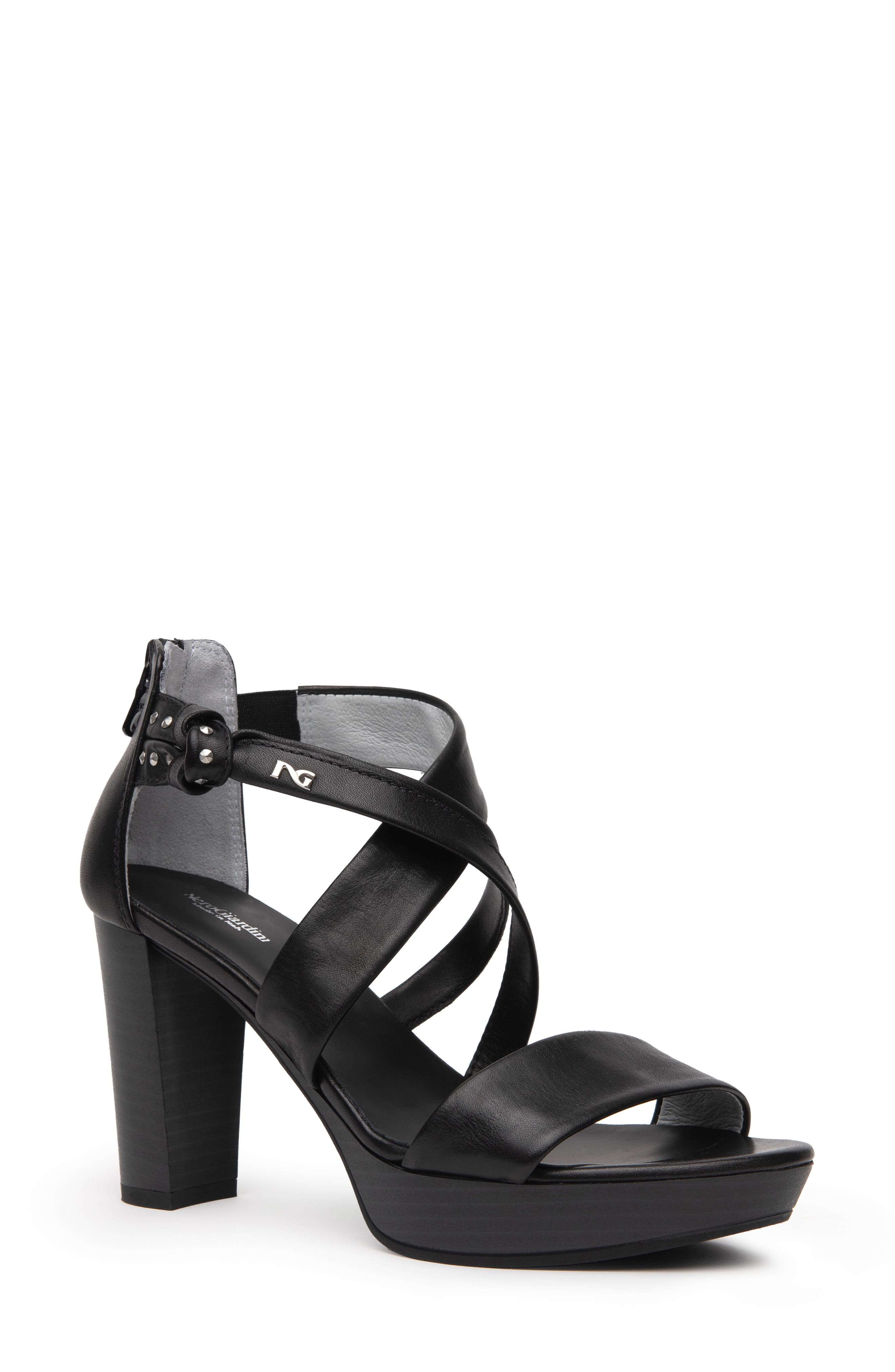 NeroGiardini Platform Block Heel Sandal, Main, color, 