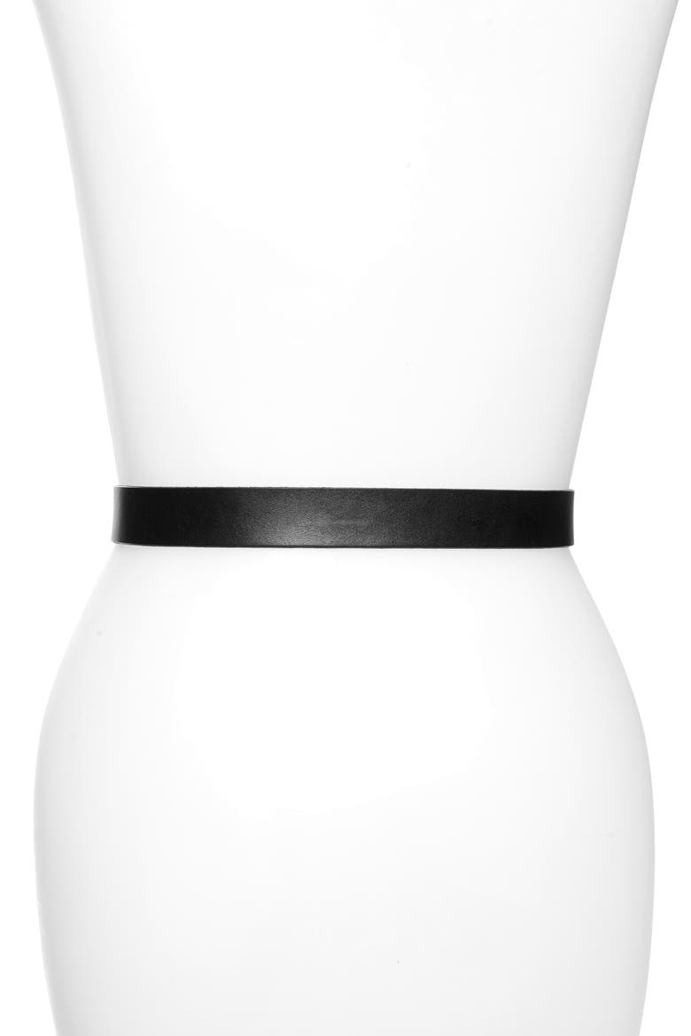 Oval Hardware Leather Belt, Alternate, color, BLACK COMBO