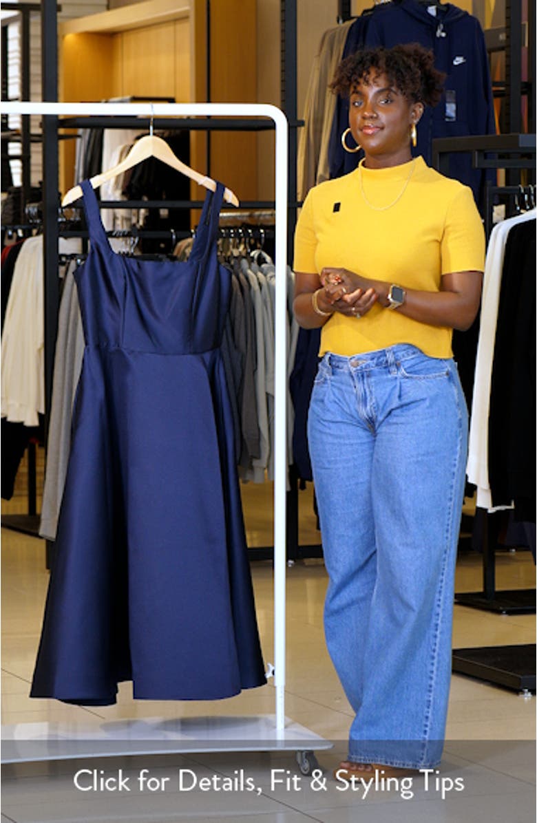 Square Neck Sateen Midi Gown, sales video thumbnail