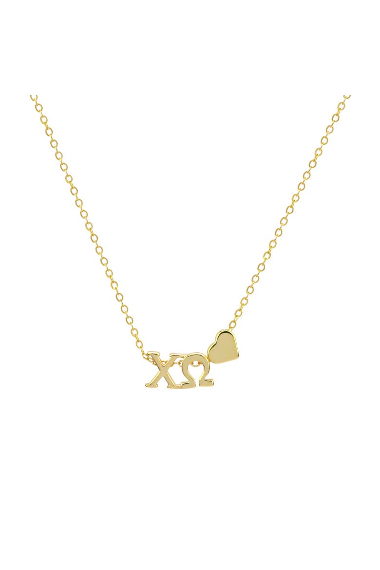 Chi Omega Sorority Gold Heart Necklace, Main, color, Yellow Gold