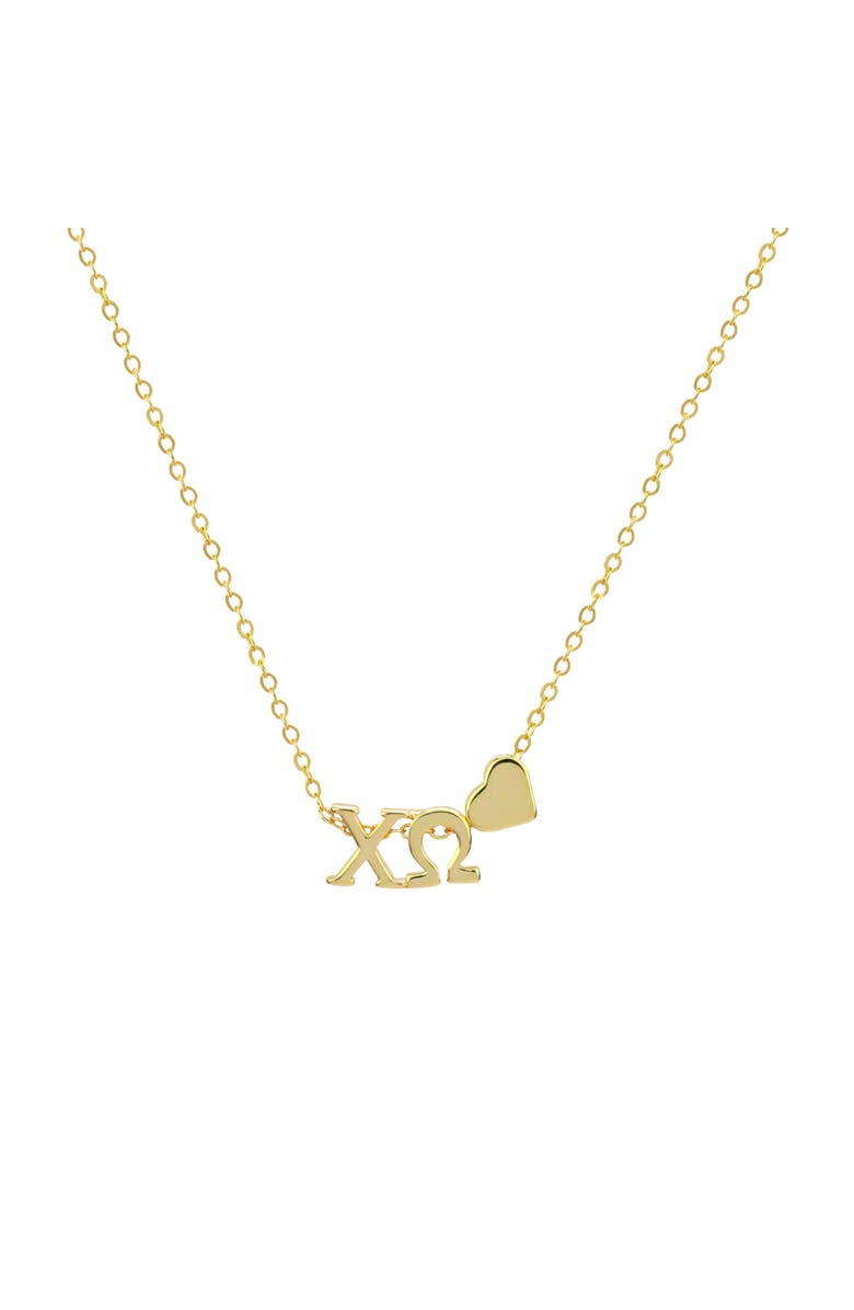 Color Shout Chi Omega Sorority Gold Heart Necklace, Main, color, Yellow Gold