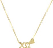 Color Shout Chi Omega Sorority Gold Heart Necklace