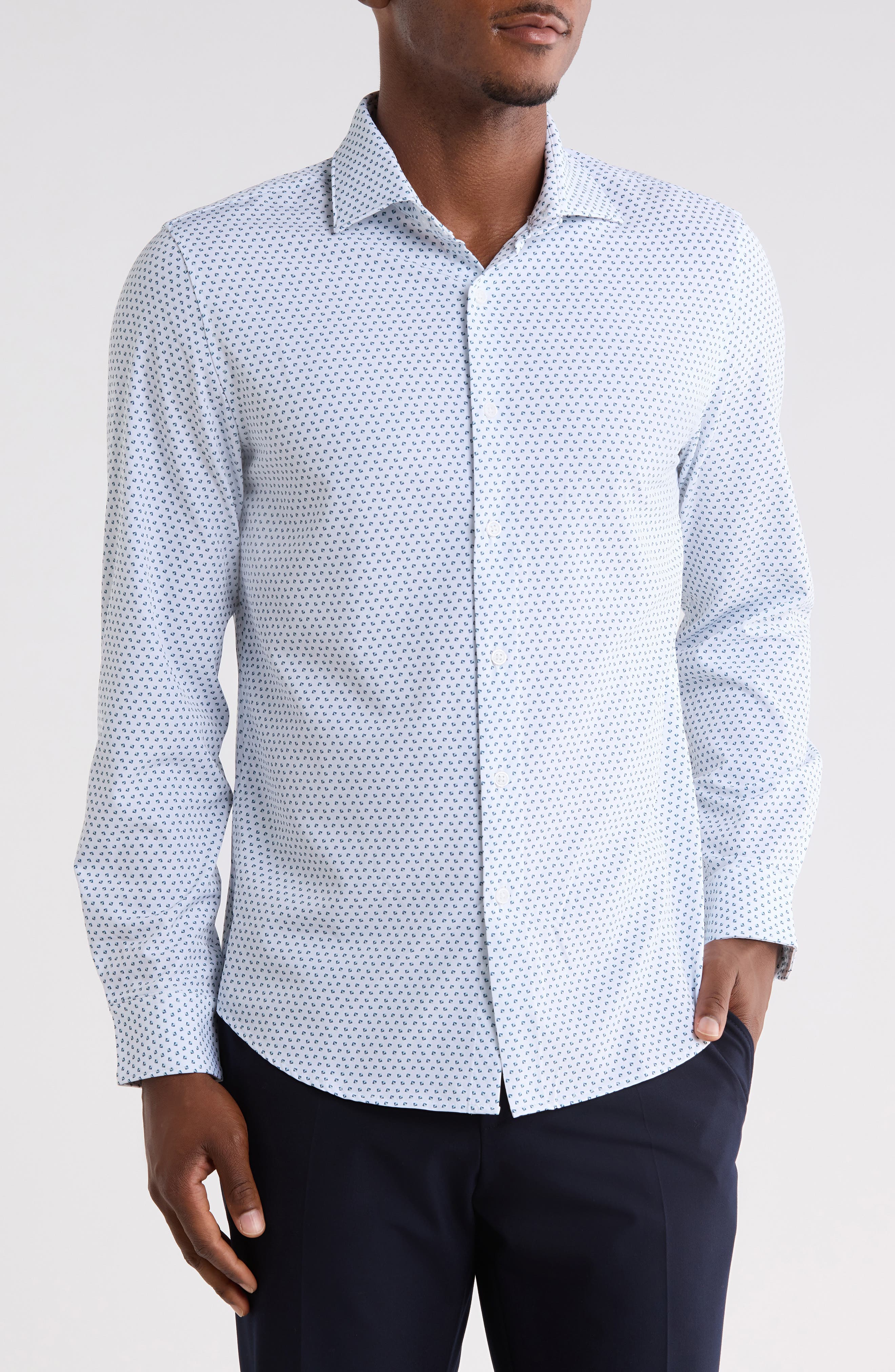 Geo Tech Long Sleeve Button-Up Shirt