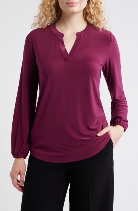 Split Neck Jersey Top (Regular & Petite)