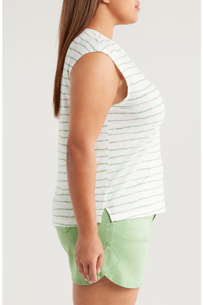 Stripe Linen Blend T-Shirt, Alternate, color, MEADOW/ OFF WHITE