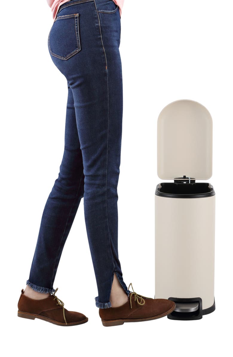 HAPPIMESS Roland Mini 2.6-Gallon Step-Open Trash Can, Alternate, color, Limestone Beige