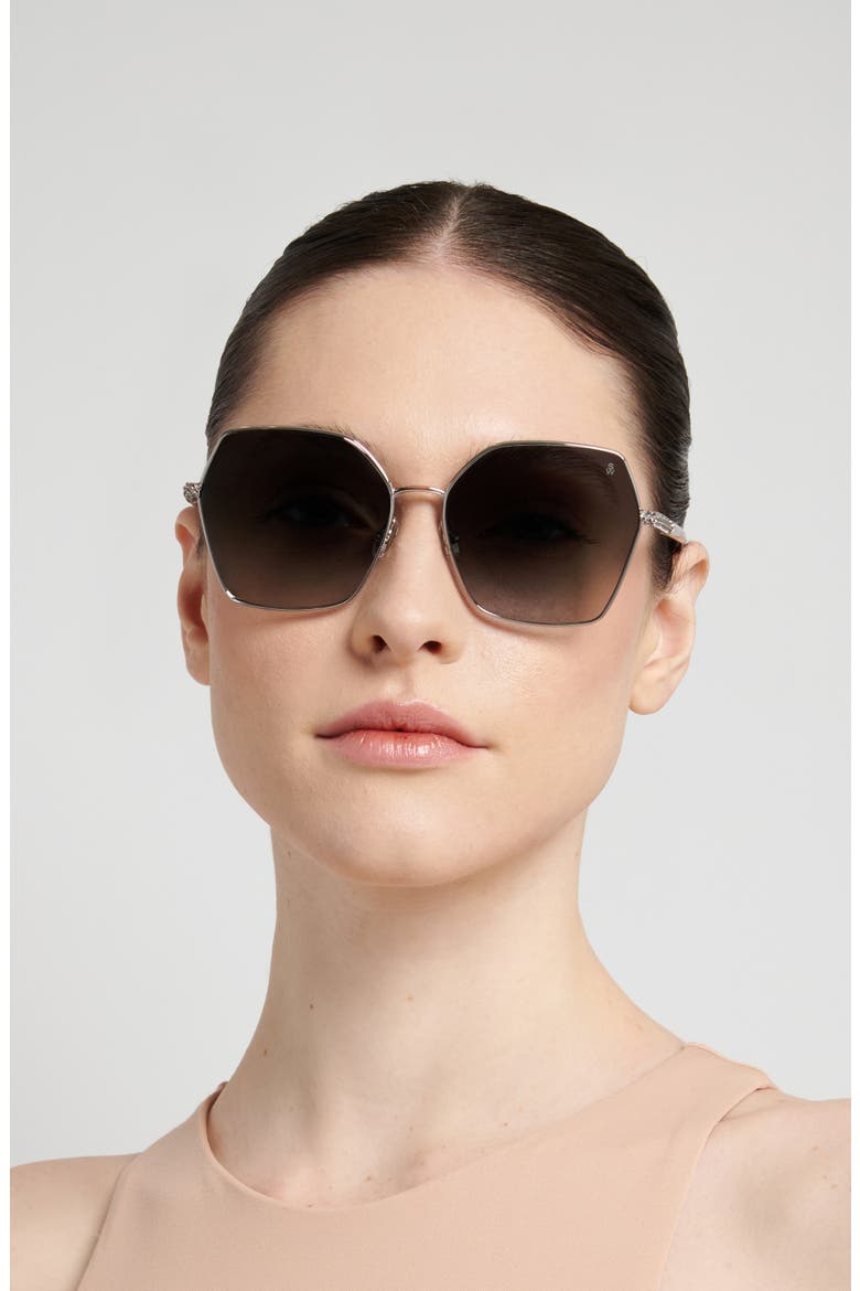 60mm Gradient Square Sunglasses, Alternate, color, RUTHENIUM/ DARK GREY SF
