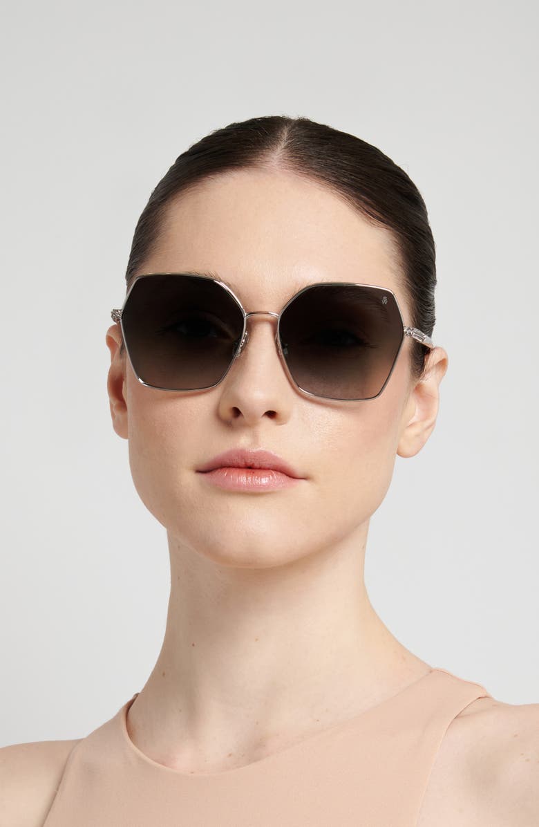 Stuart Weitzman 60mm Gradient Square Sunglasses, Alternate, color, Ruthenium/ Dark Grey Sf