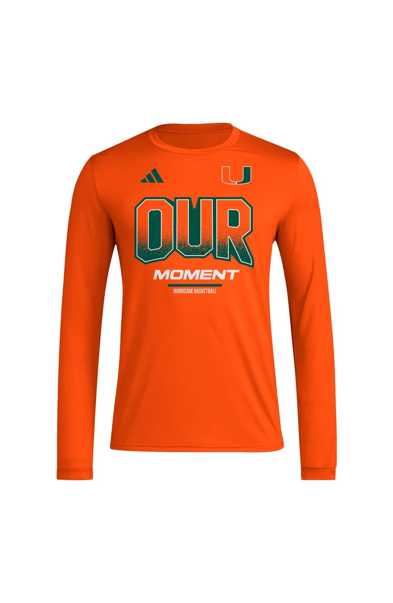 adidas Unisex adidas  Orange Miami Hurricanes 2024 On-Court Bench Our Moment Long Sleeve T-Shirt, Alternate, color, 