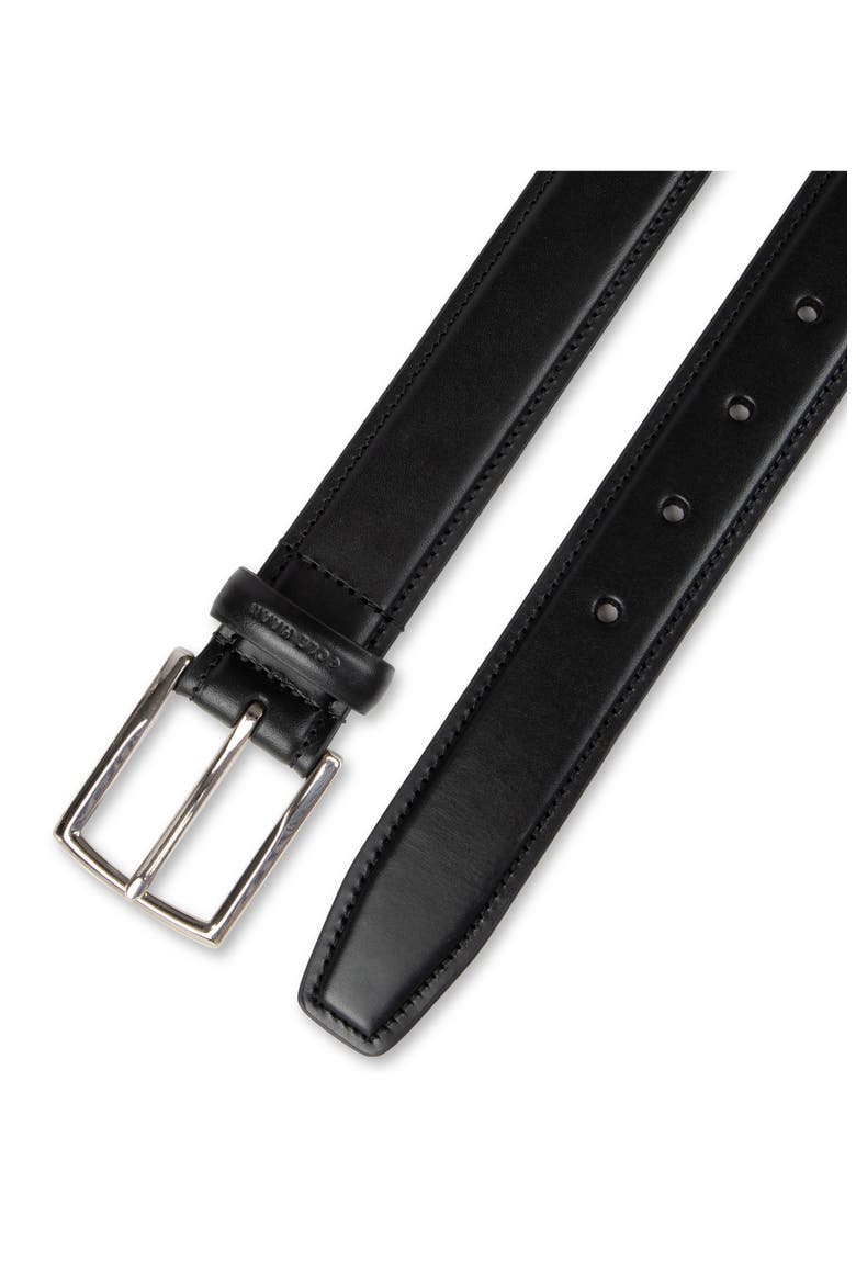 Burnished Edge Leather Belt, Alternate, color, BLACK