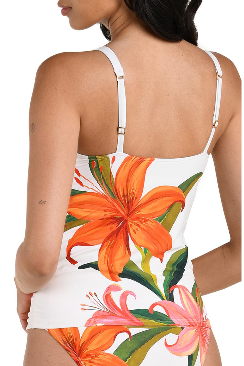 Jungle Blossoms Tie Neck Tankini, Alternate, color, ORANGE MULTI