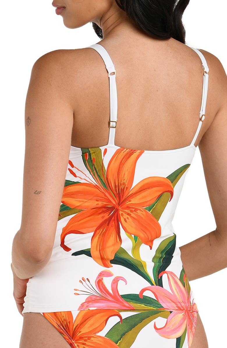 La Blanca Jungle Blossoms Tie Neck Tankini, Alternate, color,