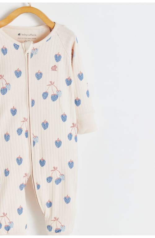 Babycottons Berrypop Zip Footless Pajama In Blue