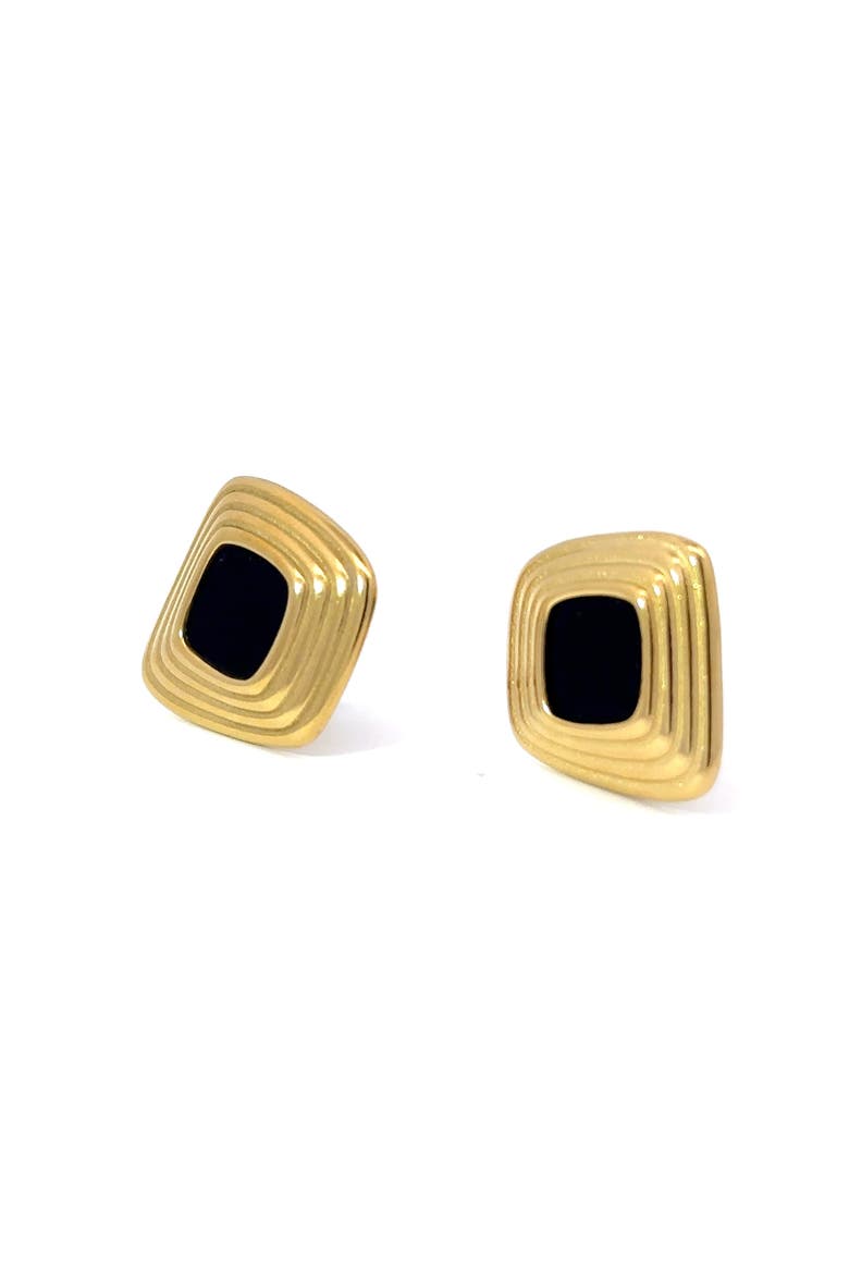 Square Frame Stud Earrings, Alternate, color, yellow
