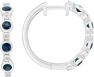 EFFY Sterling Silver Ruby & Diamond Hoop Earrings