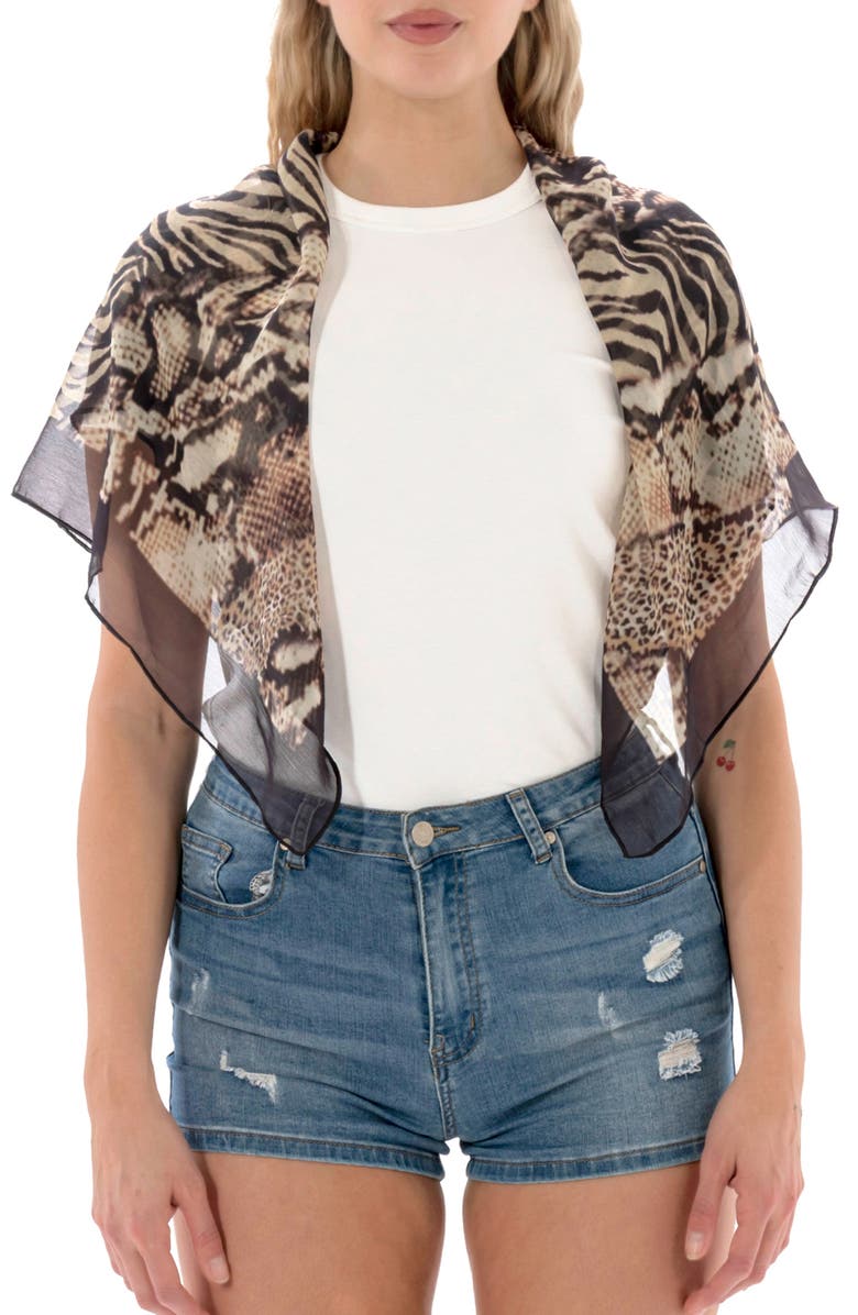 MARCUS ADLER Animal Print Square Scarf, Main, color, Brown