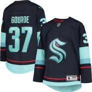 Outerstuff Youth Yanni Gourde Deep Sea Blue Seattle Kraken Home Premier Player Jersey