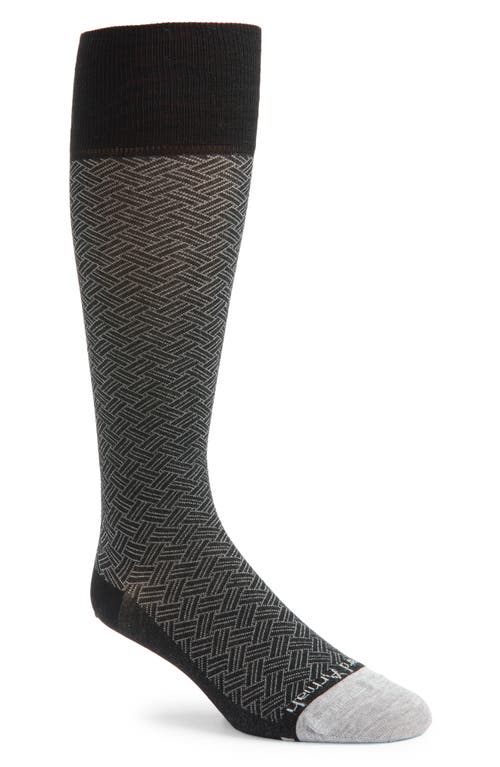 EDWARD ARMAH Basket Weave Pattern Tall Compression Socks in Black 