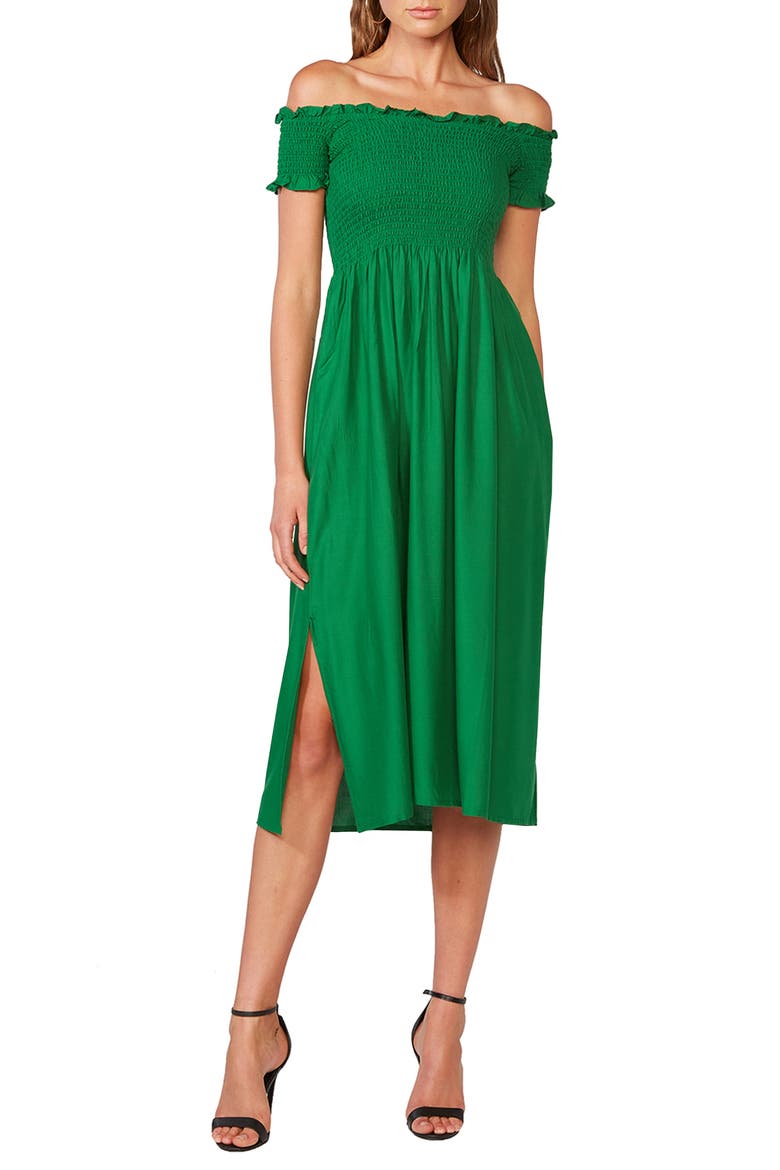 Cindy Off the Shoulder Dress, Main, color, FERN