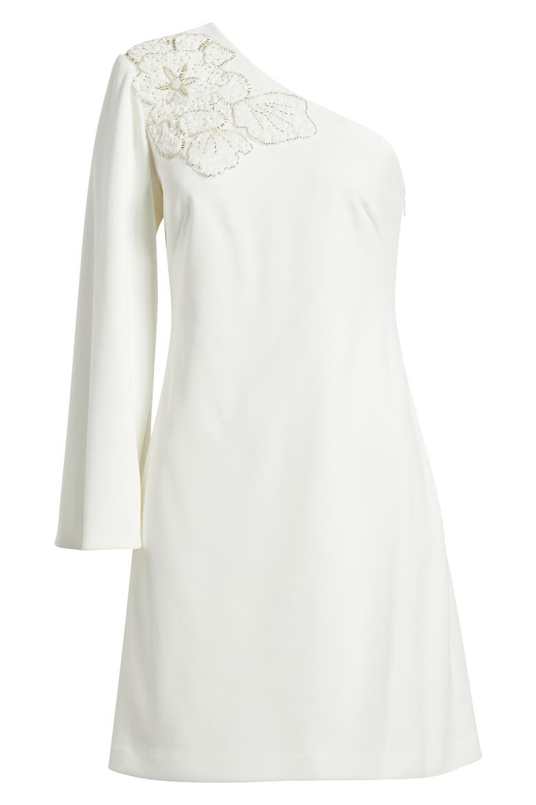 One-Shoulder Scuba Cocktail Dress, Alternate, color, IVORY