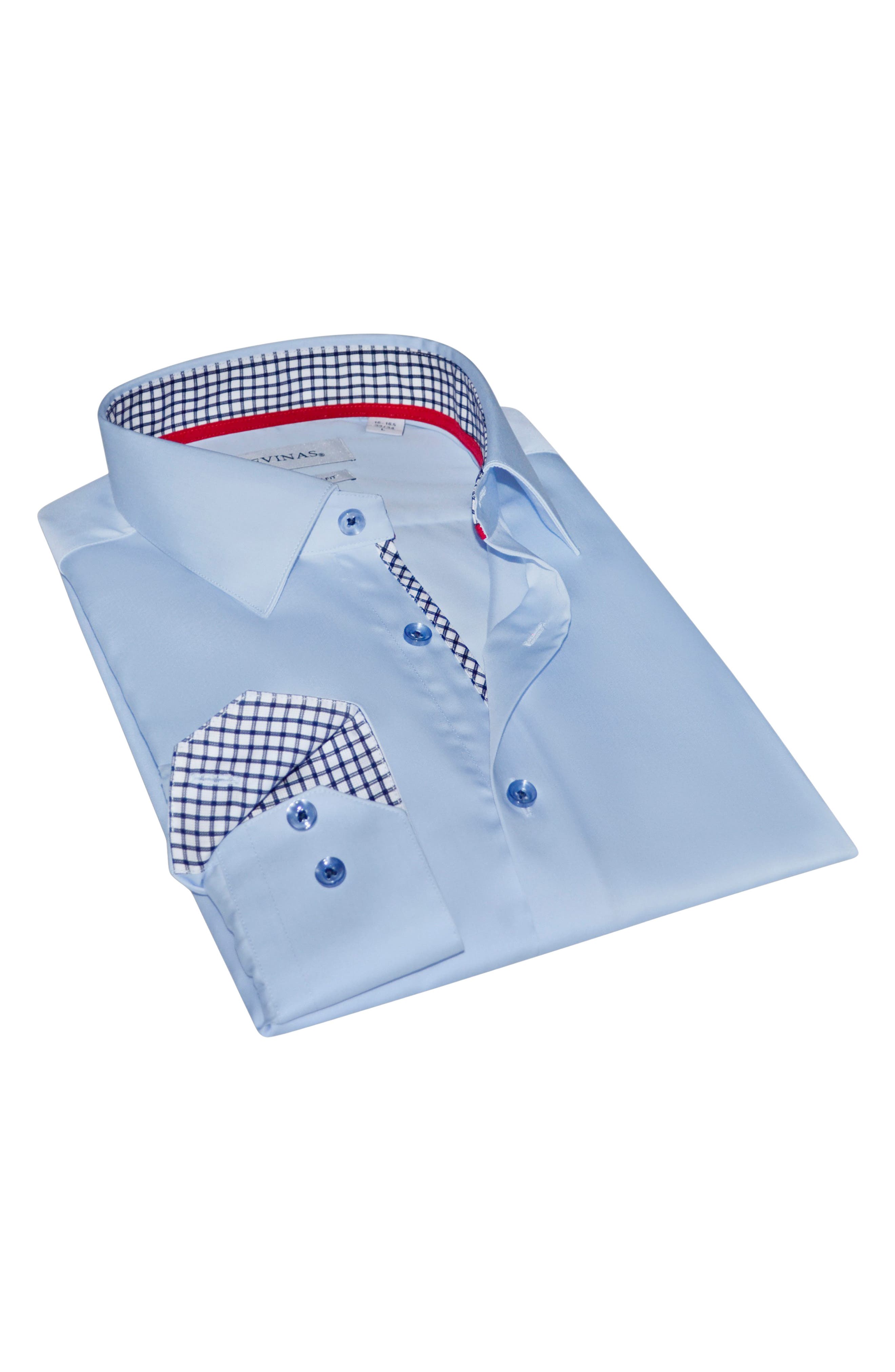 LEVINAS Contemporary Fit Solid Cotton Dress Shirt