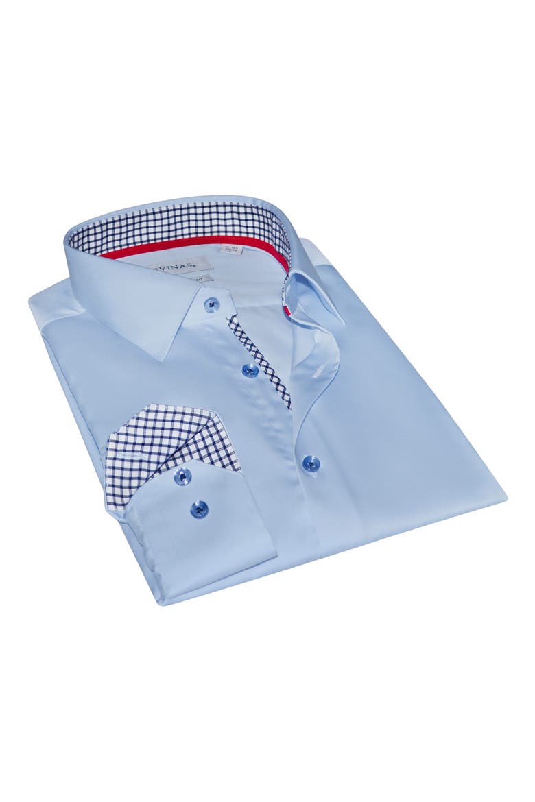 Contemporary Fit Solid Cotton Dress Shirt, Main, color, LIGHT BLUE