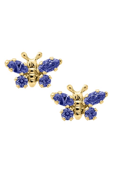 Butterfly Birthstone Gold Earrings (Baby)