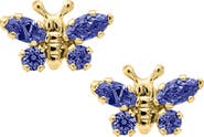 Mignonette Butterfly Birthstone Gold Earrings