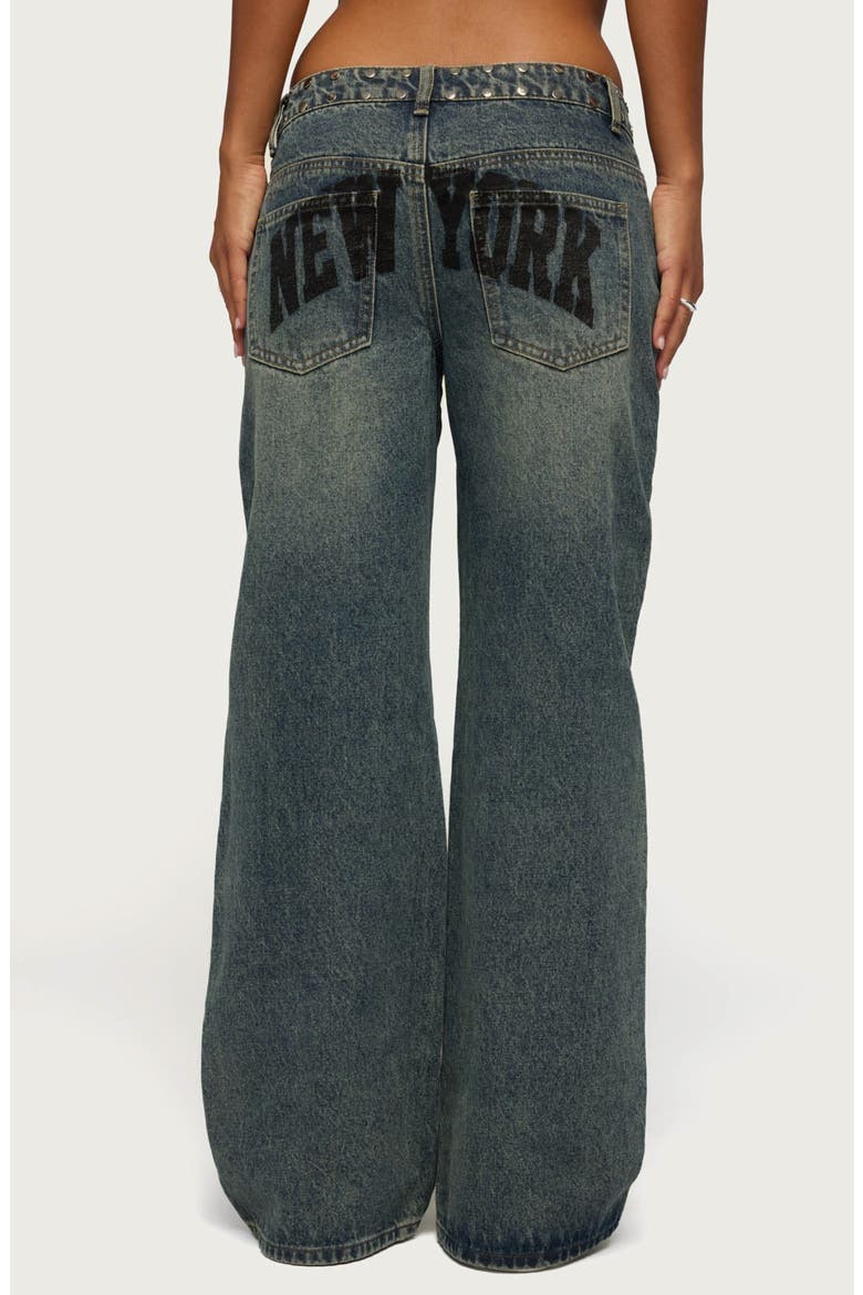 NYC Studded Low Rise Baggy Jeans, Alternate, color, BLUE-WASHED