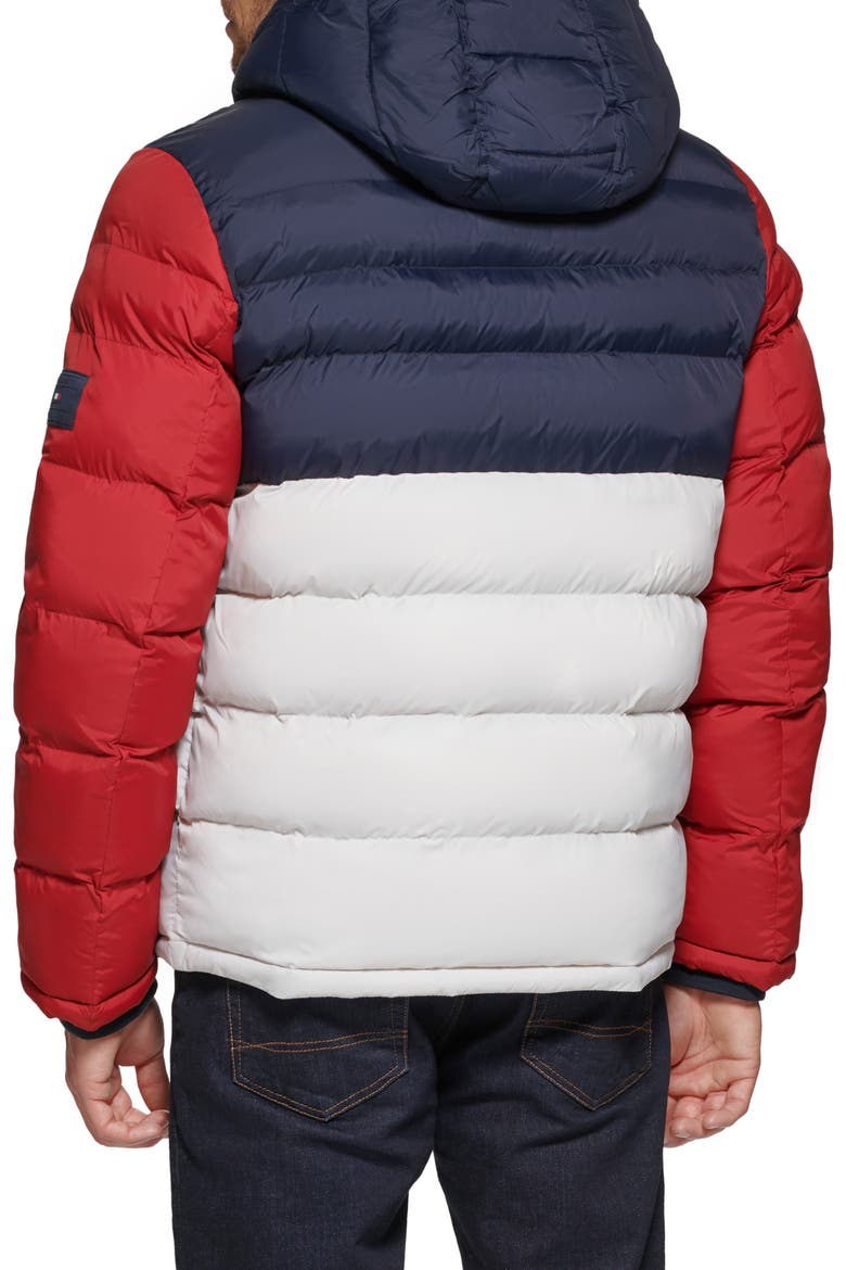 Nylon Classic Puffer Jacket, Alternate, color, MIDNIGHT/ BUFF/ RED