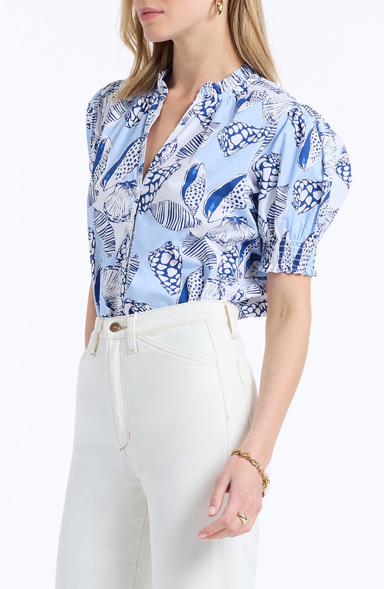 Robert Graham Mila Short Sleeve Woven Shirt, Alternate, color, Blue