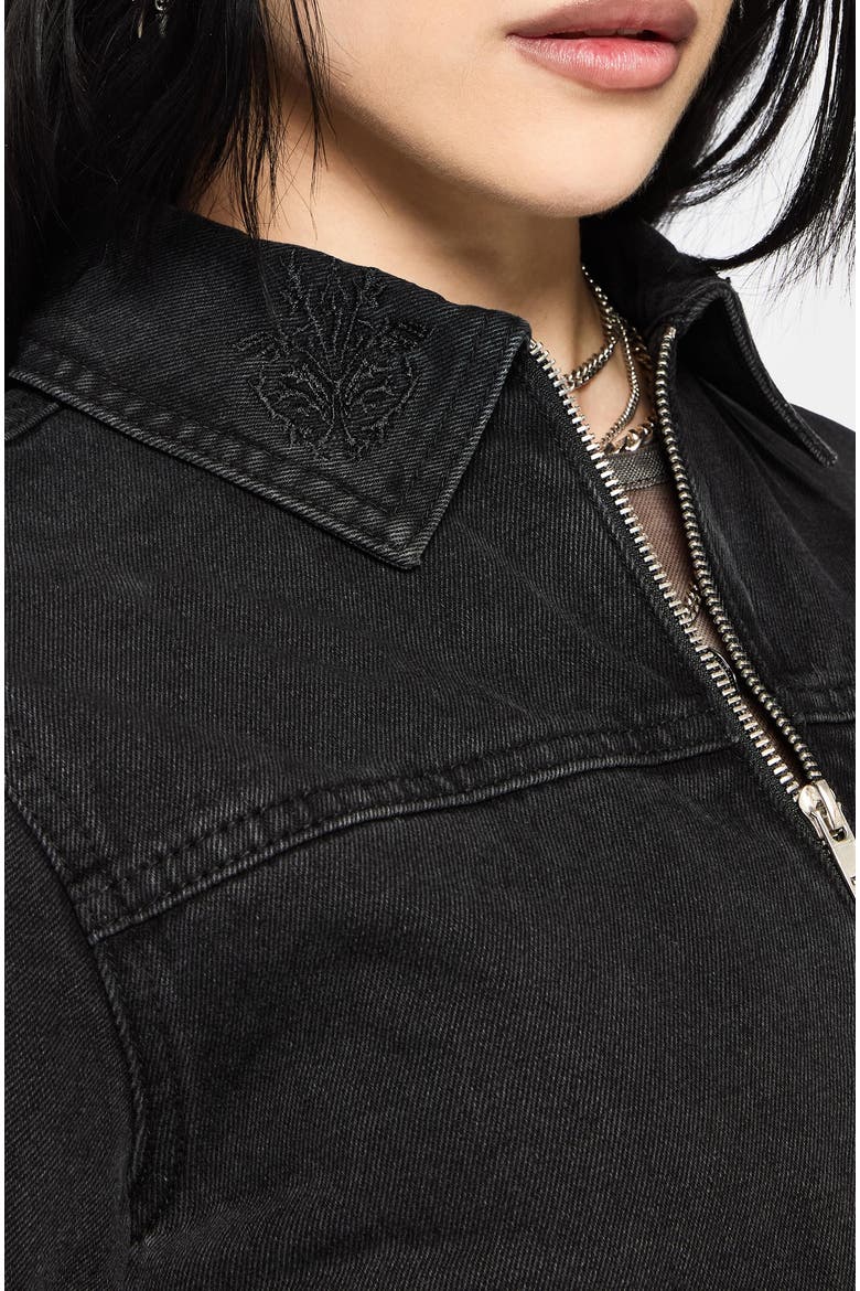 Selin Boxy Denim Jacket, Alternate, color, Black
