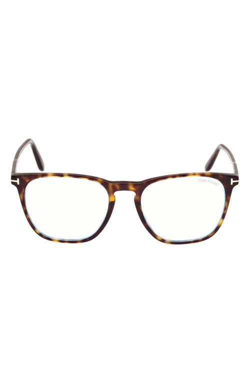 Tom Ford Square Frame Glasses In Havana Eco/t Logo