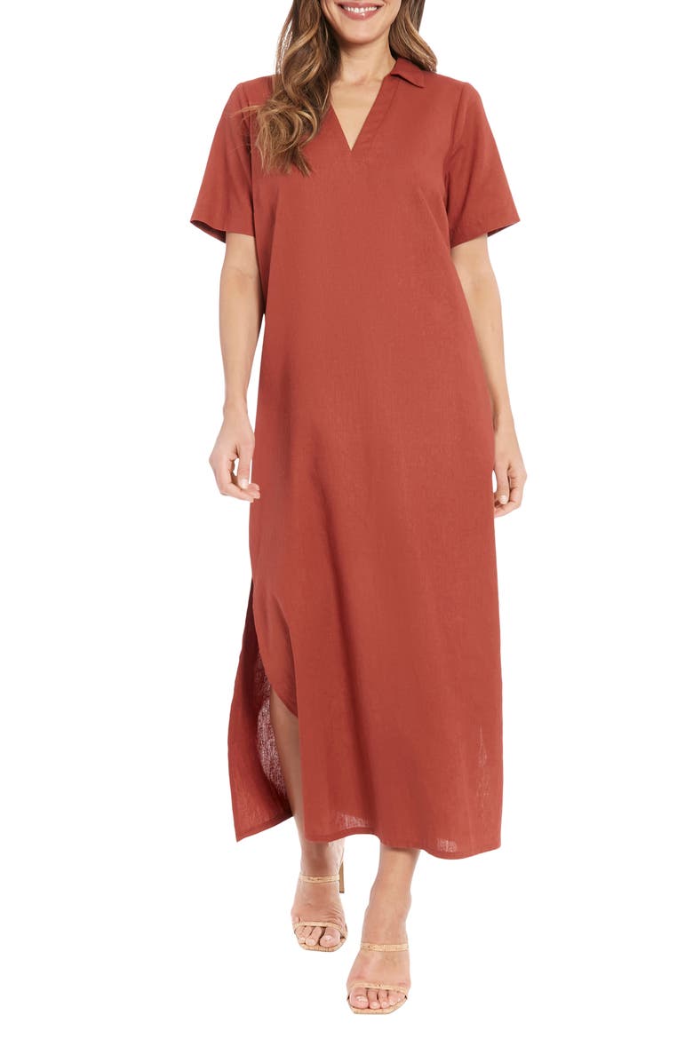 V-Neck Maxi Dress, Main, color, MINERAL RED