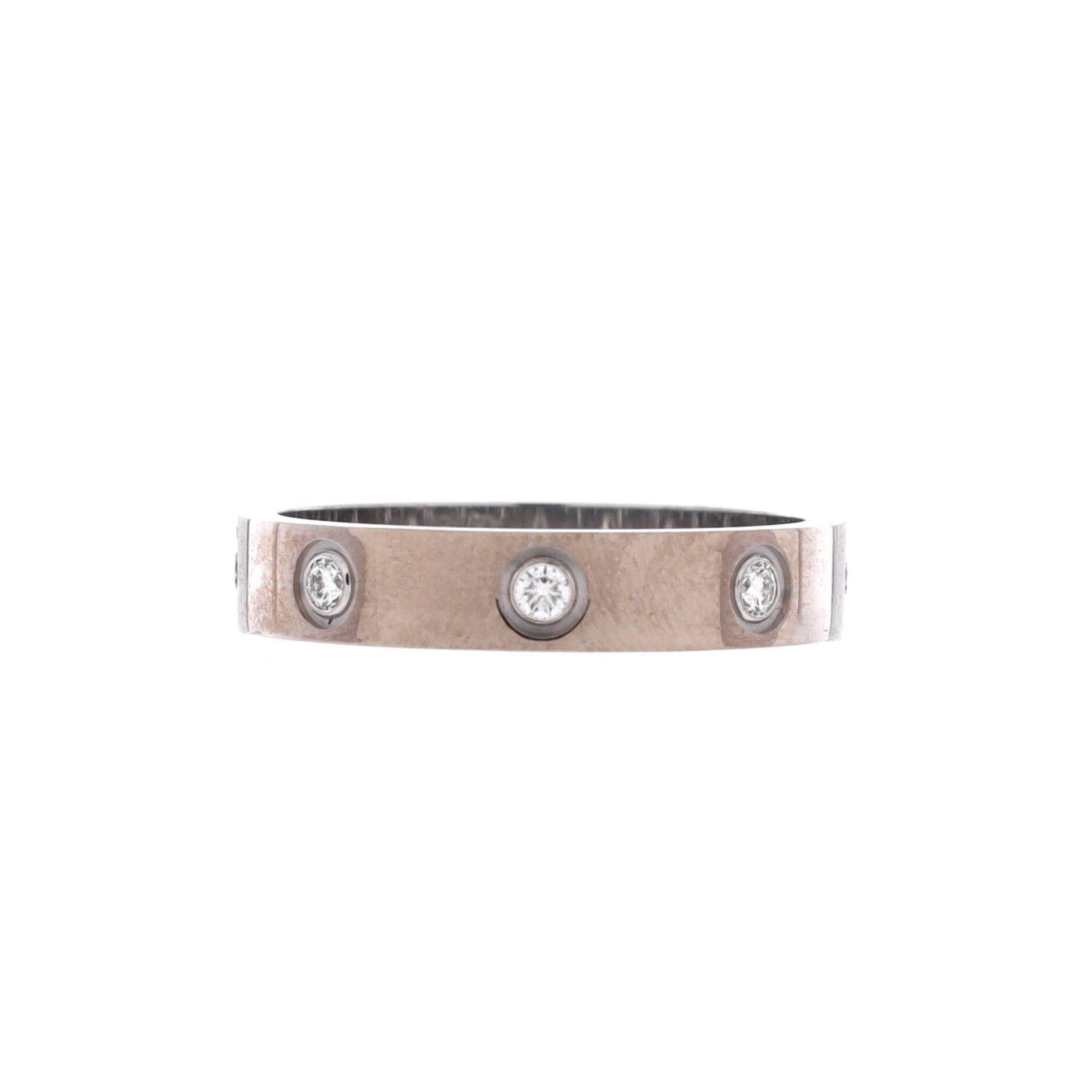 Love Wedding Band 8 Diamonds Ring 18K White Gold with Diamonds, Main, color, Metallic Gold