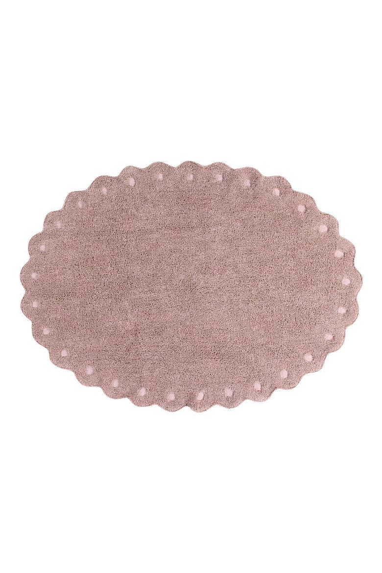 Polka Dot Washable Cotton Blend Round Rug, Main, color, VINTAGE PINK