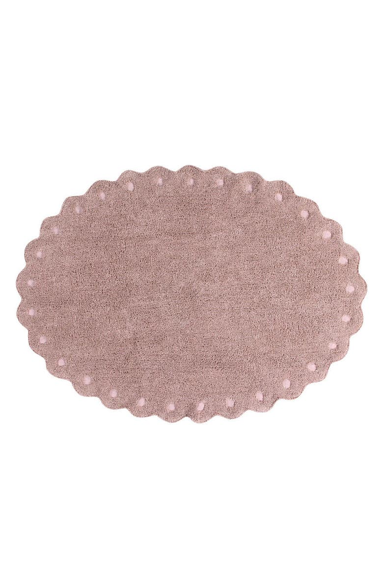 Lorena Canals Polka Dot Washable Cotton Blend Round Rug, Main, color, Vintage Pink