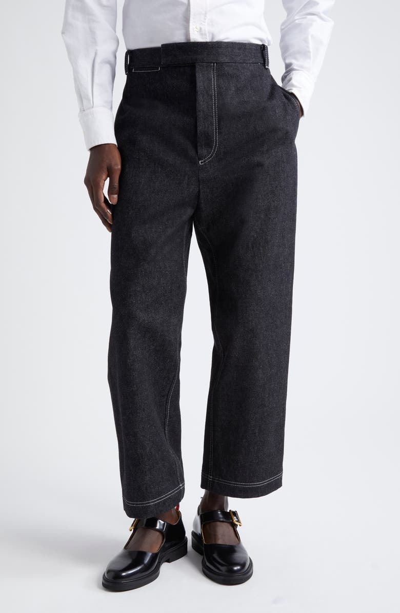Thom Browne Unconstructed Straight Leg Jeans, Main, color,