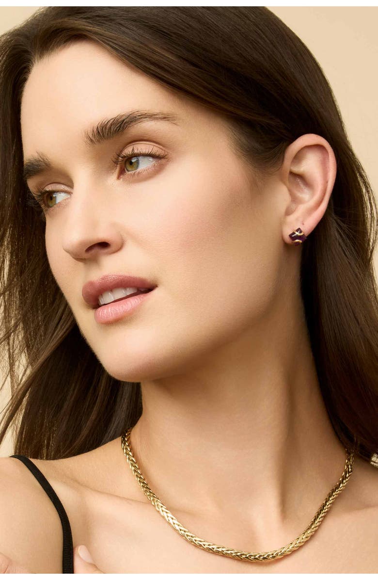 Oradina 14K Yellow Gold Captivating Studs, Alternate, color, 14K Yellow Gold, Amethyst