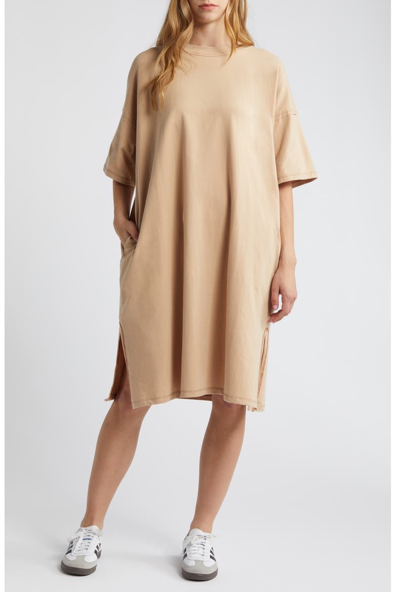 Ultimate Stretch Cotton T-Shirt Dress, Main, color, MOCHA