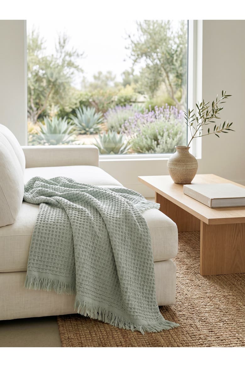 Turkish Cotton Waffle Throw, Alternate, color, Mint Green