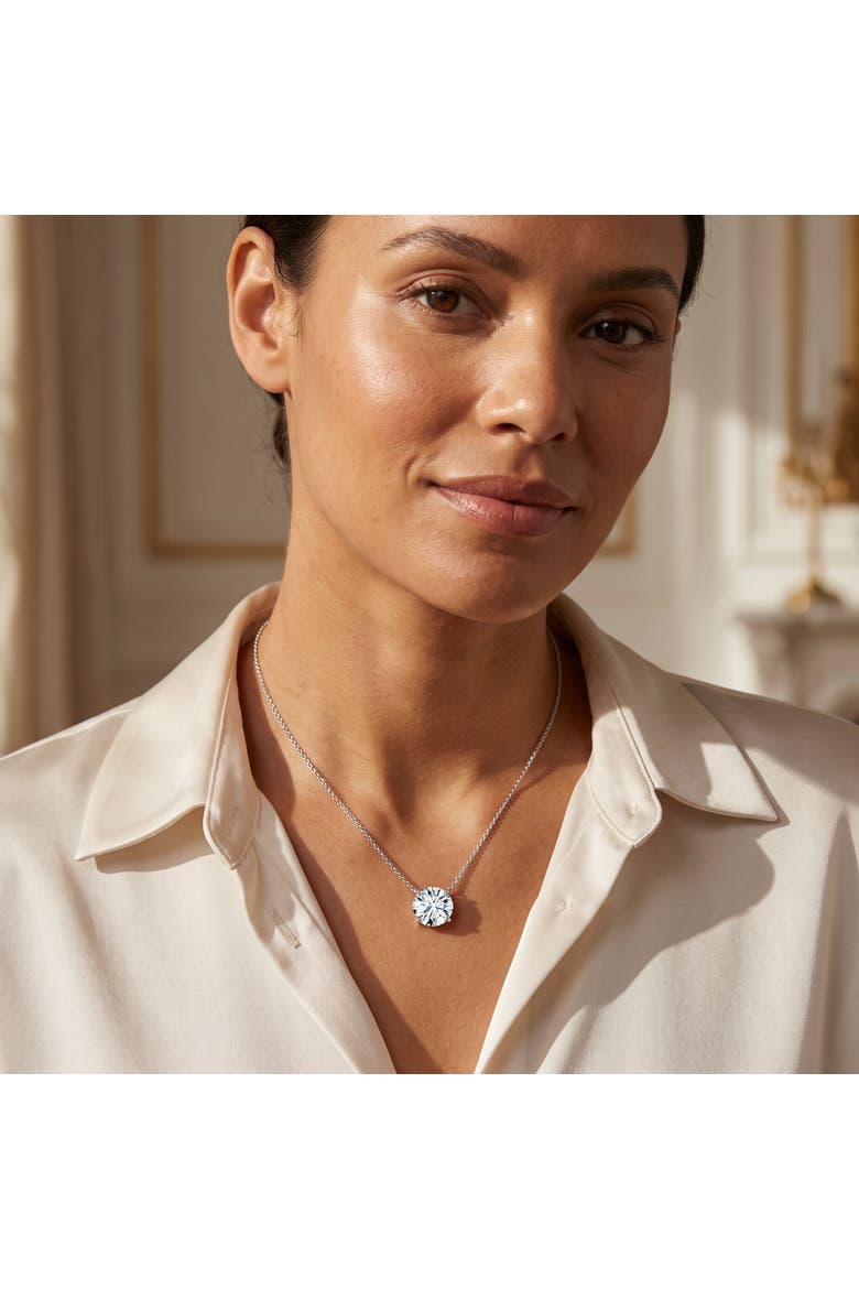 1ct Floating Solitaire Diamond Pendant 14k Gold Women's 18" Necklace Lab Grown, Alternate, color, White Gold