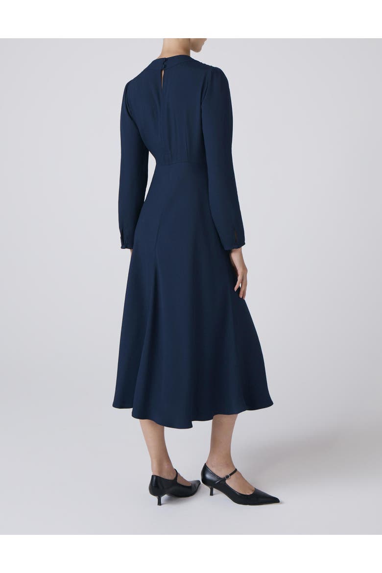 Cora Crepe Tie Front Midi Dress, Alternate, color, Navy