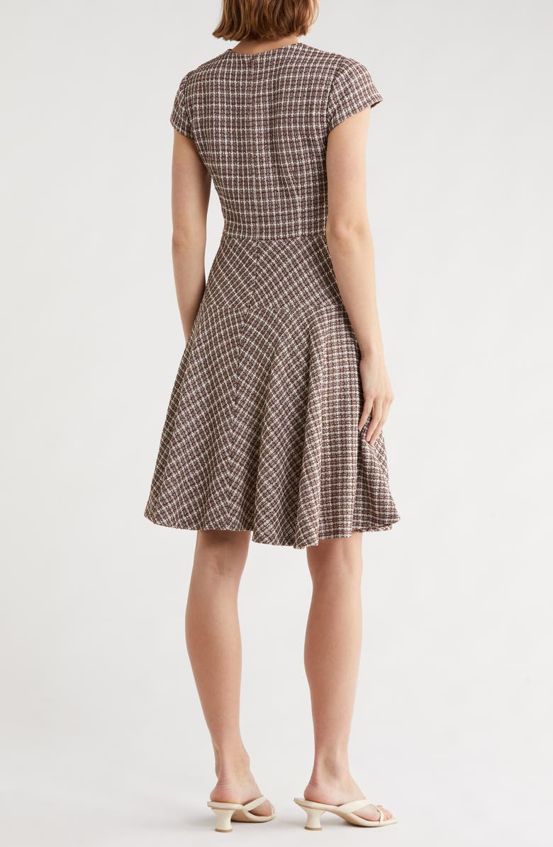 Eliza J Cap Sleeve Fit & Flare Dress, Alternate, color, Brown