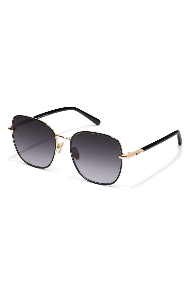 QUAY Uptown 58mm Gradient Round Sunglasses, Alternate, color, Black Gold/ Smoke