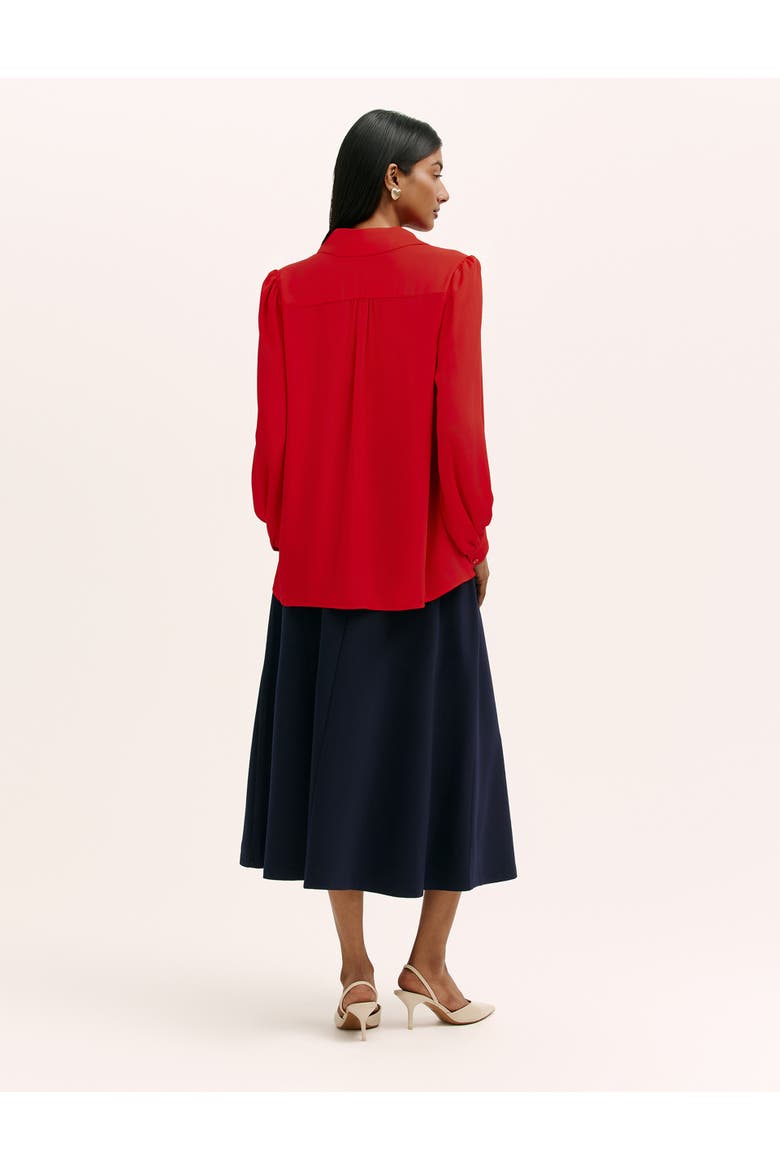 Melina Chiffon Button Down Blouse, Alternate, color, Red