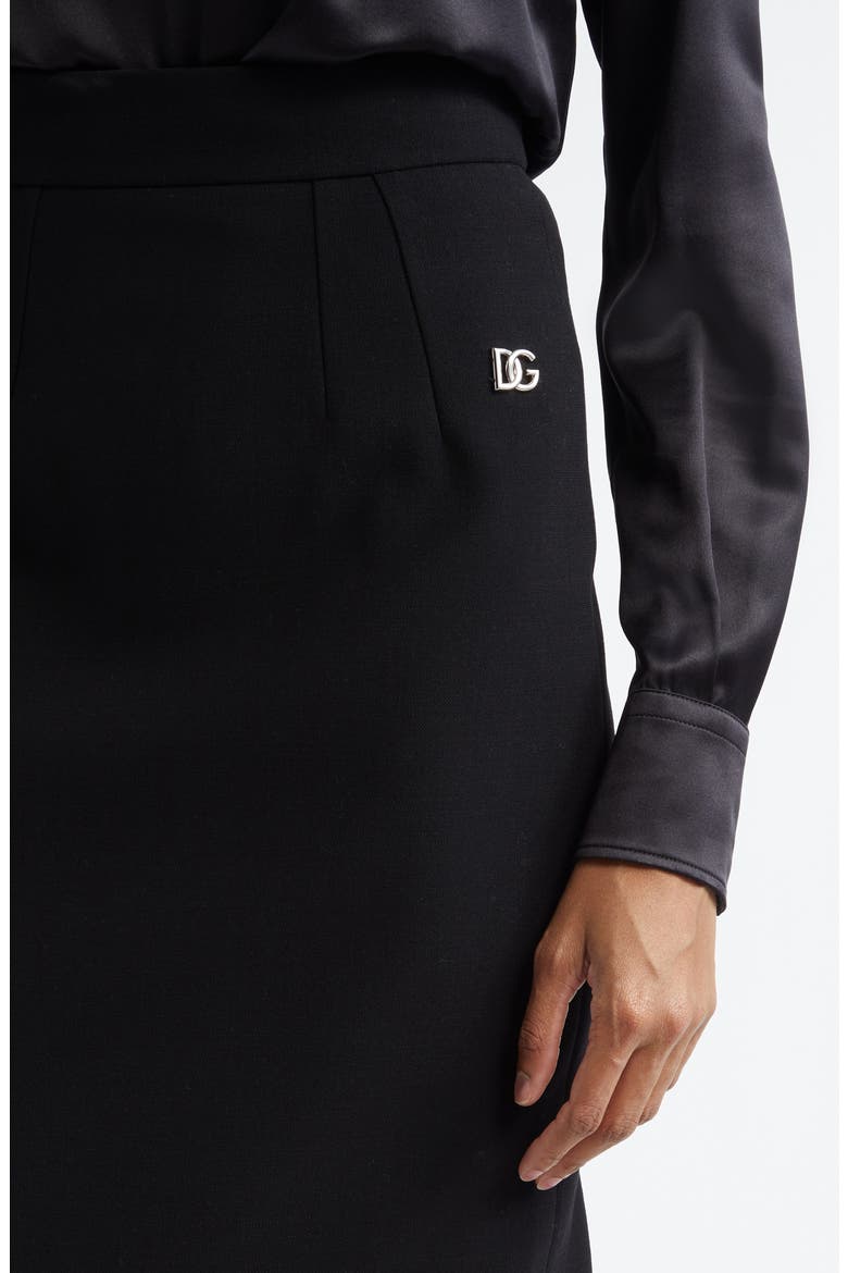 Virgin Wool Stretch Gabardine Skirt, Alternate, color, NERO